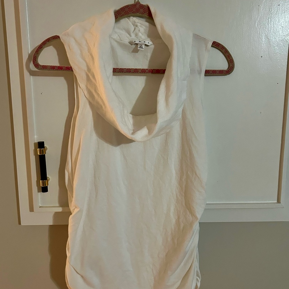White Sleeveless Cowl Neck Top